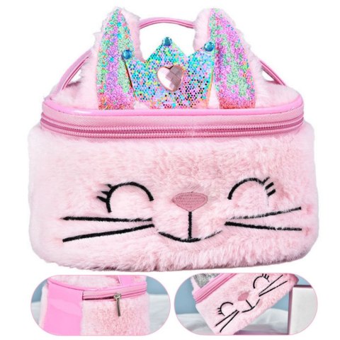 Kosmetyczka Lean Króliczek Brokat Różowa 20cm (22049)