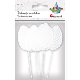 Ozdoba materiałowa Titanum Craft-Fun Series Liście na druciku białe (SY-005)
