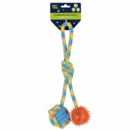 Gadżet Trik Roll Zabawka dla psa Szarpak 34 cm z piłką 2 stronny pomarańczowy (560877)