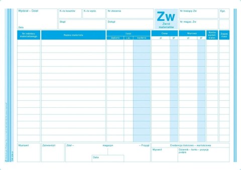 Druk samokopiujący Michalczyk i Prokop ZW zwrot materiałów A5 80k. (374-3) Druk samokopiujący Michalczyk i Prokop ZW zwrot materiałów A5 80k. (374-3)