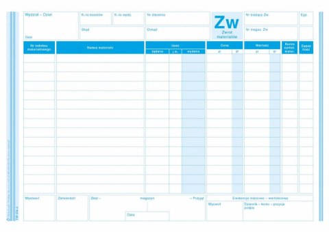 Druk samokopiujący Michalczyk i Prokop ZW zwrot materiałów A5 80k. (374-3) Druk samokopiujący Michalczyk i Prokop ZW zwrot materiałów A5 80k. (374-3)