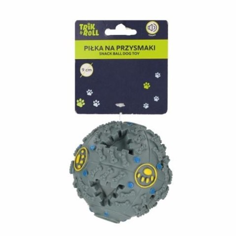 Gadżet Trik Roll Piłka dla psa z dźwiękiem 9cm na przysmaki szara (560688) Gadżet Trik Roll Piłka dla psa z dźwiękiem 9cm na przysmaki szara (560688)