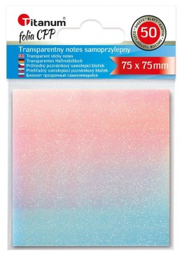 Notes samoprzylepny (karteczki) Titanum transparentne, z polipropylenu 75x75 mix 50k [mm:] 75x75