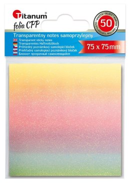 Notes samoprzylepny (karteczki) Titanum transparentne, z polipropylenu 75x75 mix 50k [mm:] 75x75