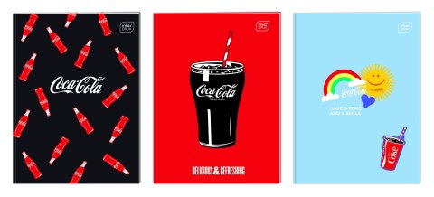 Zeszyt Interdruk COCA COLA MAT+UV A5 32k. 70g trzy linie Zeszyt Interdruk COCA COLA MAT+UV A5 32k. 70g trzy linie