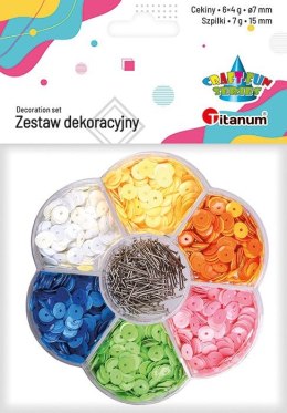 Cekiny Titanum Craft-Fun Series 6 kolorów + szpilki mix (7HPB)