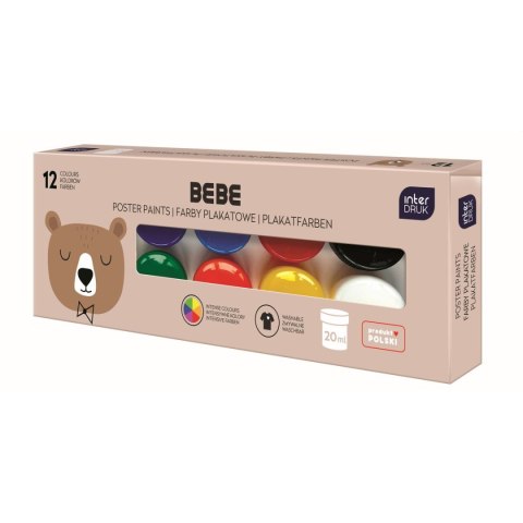 Farby plakatowe BEBE FRIENDS kolor: mix 20ml 12 kolor. Interdruk Farby plakatowe BEBE FRIENDS kolor: mix 20ml 12 kolor. Interdruk