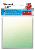 Notes samoprzylepny (karteczki) Titanum transparentne, z polipropylenu 75x75 biało- zielony 50k [mm:] 75x75