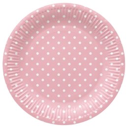 Talerz jednorazowy Paw Dots Light Pink tektura śr. 230mm 8 szt (PPL8002204)