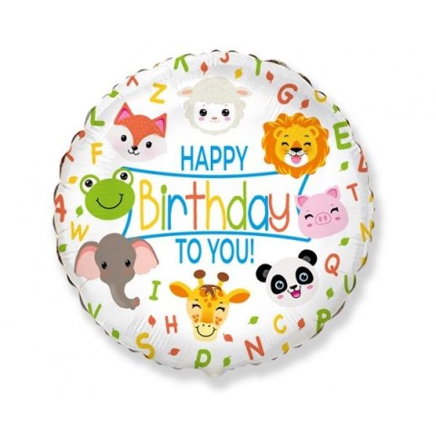 Balon foliowy Happy Birthday, zwierzątka 18cal Godan (B401609) Balon foliowy Happy Birthday, zwierzątka 18cal Godan (B401609)