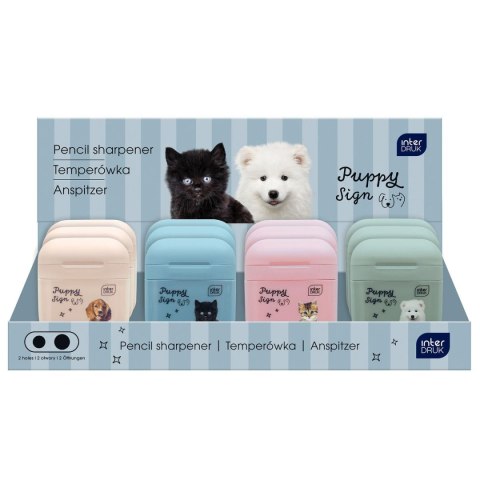 Temperówka PUPPY SIGN podwójna mix plastikowa Interdruk Temperówka PUPPY SIGN podwójna mix plastikowa Interdruk