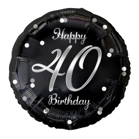 Balon foliowy Godan Happy 40 Birthday, czarny, nadruk srebrny 18cal (FG-O40C) Balon foliowy Godan Happy 40 Birthday, czarny, nadruk srebrny 18cal (FG-O40C)