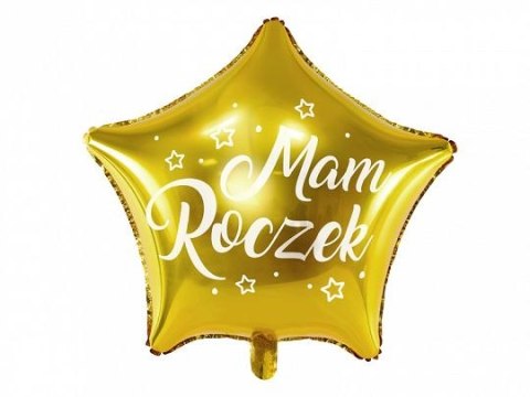 Balon foliowy Gwiazdka - Mam Roczek, 48cm, złoty 19cal Partydeco (FB86M) Balon foliowy Gwiazdka - Mam Roczek, 48cm, złoty 19cal Partydeco (FB86M)