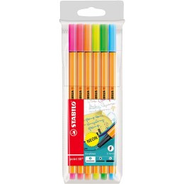 Cienkopis Stabilo POINT NEON mix 0,4mm 6kol. (88/6-1)