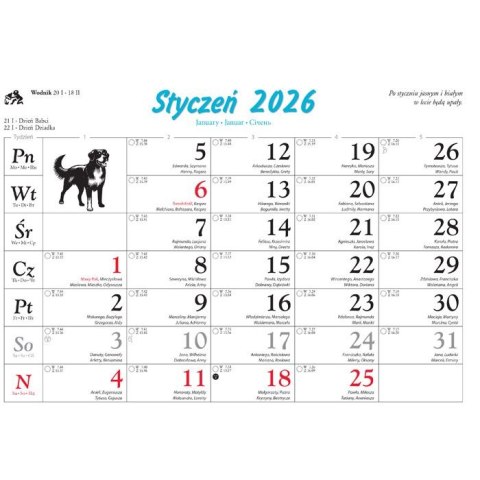 Kalendarz ścienny PSY rodzinny 280mm x 200mm Lucrum (WL08) Kalendarz ścienny PSY rodzinny 280mm x 200mm Lucrum (WL08)