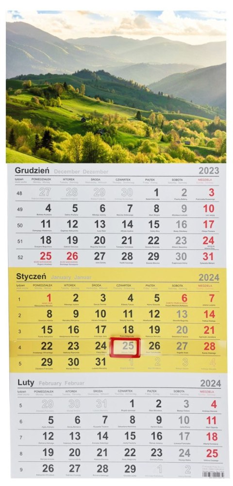 Kalendarz ścienny trójdzielny 288mm x 622mm Michalczyk i Prokop (T-106T-07) Kalendarz ścienny trójdzielny 288mm x 622mm Michalczyk i Prokop (T-106T-07)