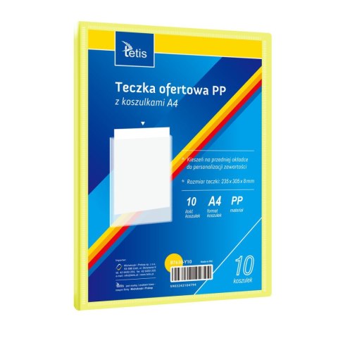 Teczka plastikowa żółta A4 z 10 koszulkami 5903242104794 A4 żółty Tetis (BT630-Y10) Teczka plastikowa żółta A4 z 10 koszulkami 5903242104794 A4 żółty Tetis (BT630-Y10)