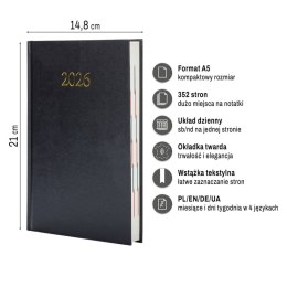 Kalendarz książkowy (terminarz) EKONOMICZNY A5 Press (DZIENNY)