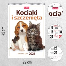 Kalendarz ścienny 16 stron wieloplanszowy A3 Press (kociaki i szczeniaki)