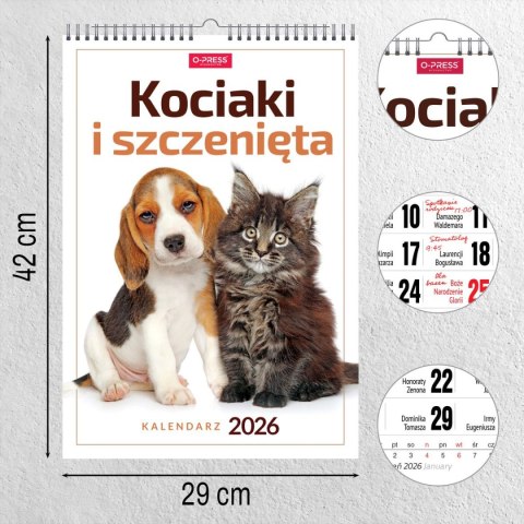 Kalendarz ścienny 16 stron wieloplanszowy A3 Press (kociaki i szczeniaki) Kalendarz ścienny 16 stron wieloplanszowy A3 Press (kociaki i szczeniaki)