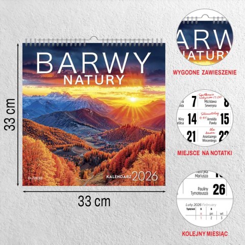 Kalendarz ścienny BARWY NATURY 33x33 330mm x 330mm Press Kalendarz ścienny BARWY NATURY 33x33 330mm x 330mm Press