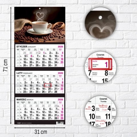 Kalendarz ścienny KAWA 310mm x 790mm Press Kalendarz ścienny KAWA 310mm x 790mm Press