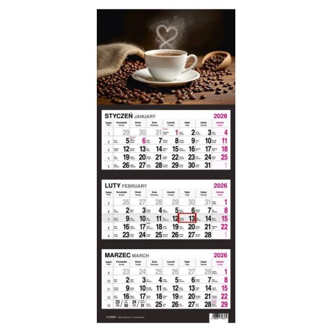 Kalendarz ścienny KAWA 310mm x 790mm Press Kalendarz ścienny KAWA 310mm x 790mm Press