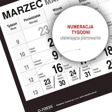 Kalendarz ścienny KAWA 310mm x 790mm Press Kalendarz ścienny KAWA 310mm x 790mm Press