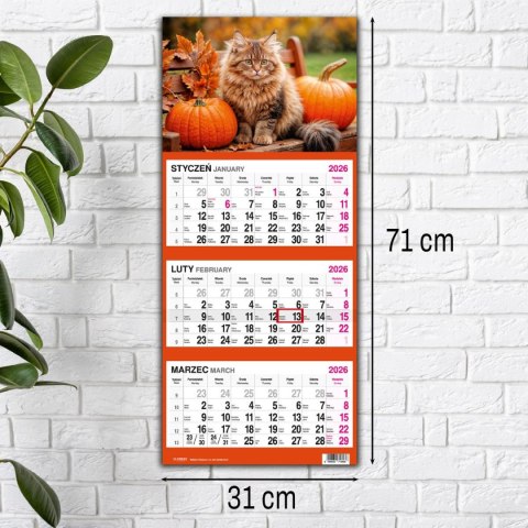 Kalendarz ścienny KOT 310mm x 790mm Press Kalendarz ścienny KOT 310mm x 790mm Press