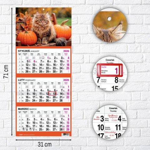 Kalendarz ścienny KOT 310mm x 790mm Press Kalendarz ścienny KOT 310mm x 790mm Press