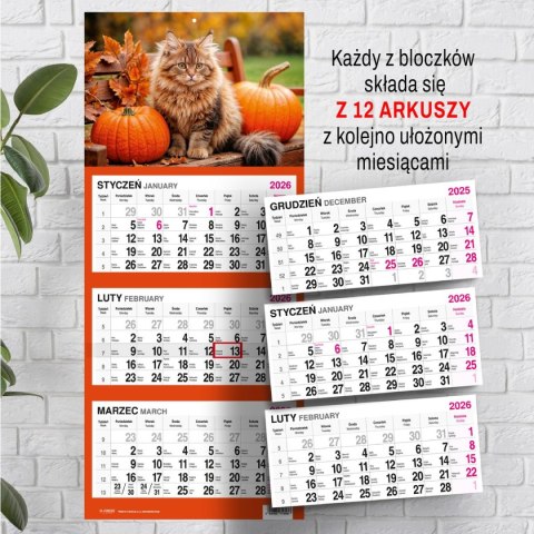Kalendarz ścienny KOT 310mm x 790mm Press Kalendarz ścienny KOT 310mm x 790mm Press