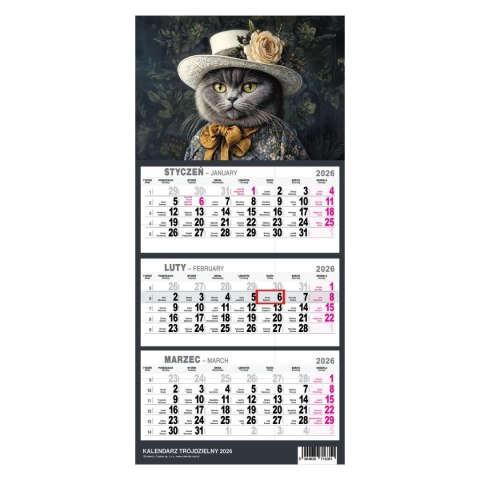 Kalendarz ścienny KOT A5 210mm x 450mm Press Kalendarz ścienny KOT A5 210mm x 450mm Press