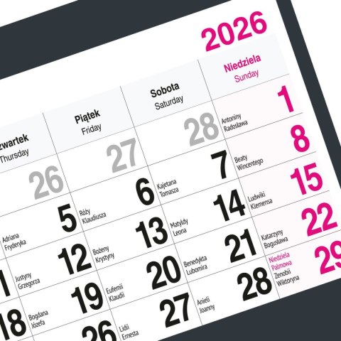 Kalendarz ścienny KOT A5 210mm x 450mm Press Kalendarz ścienny KOT A5 210mm x 450mm Press