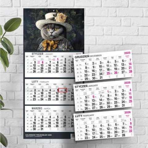 Kalendarz ścienny KOT A5 210mm x 450mm Press Kalendarz ścienny KOT A5 210mm x 450mm Press