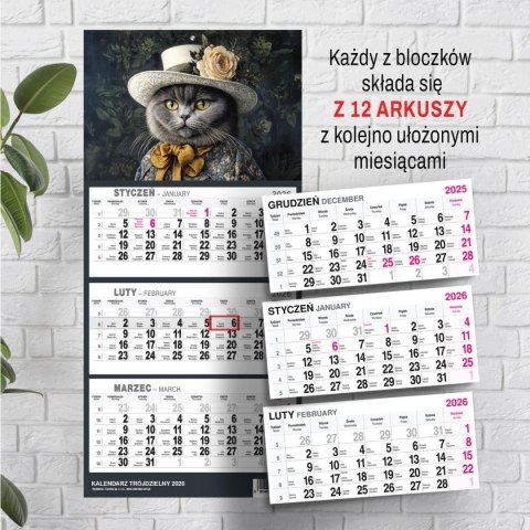 Kalendarz ścienny KOT A5 210mm x 450mm Press Kalendarz ścienny KOT A5 210mm x 450mm Press