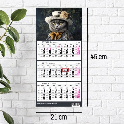 Kalendarz ścienny KOT A5 210mm x 450mm Press Kalendarz ścienny KOT A5 210mm x 450mm Press