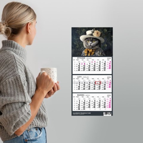Kalendarz ścienny KOT A5 210mm x 450mm Press Kalendarz ścienny KOT A5 210mm x 450mm Press
