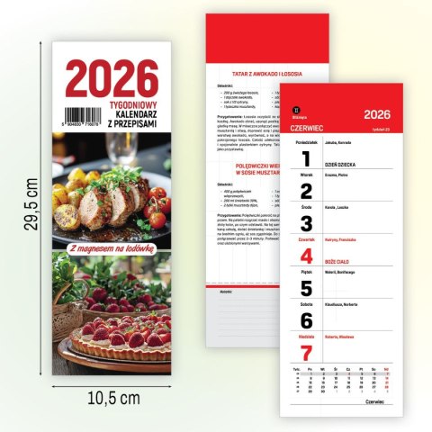 Kalendarz ścienny na lodówkę z magnesem 120mm x 270mm Press Kalendarz ścienny na lodówkę z magnesem 120mm x 270mm Press