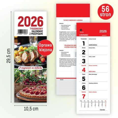 Kalendarz ścienny na lodówkę z magnesem 120mm x 270mm Press Kalendarz ścienny na lodówkę z magnesem 120mm x 270mm Press