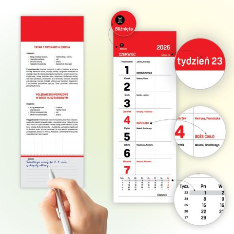 Kalendarz ścienny na lodówkę z magnesem 120mm x 270mm Press Kalendarz ścienny na lodówkę z magnesem 120mm x 270mm Press