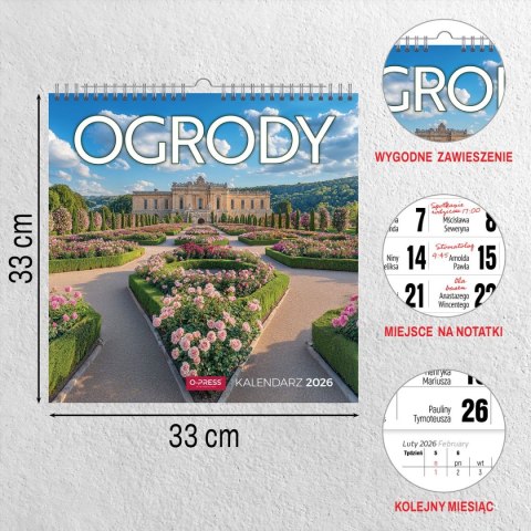 Kalendarz ścienny ogrody 33x33 330mm x 330mm Press Kalendarz ścienny ogrody 33x33 330mm x 330mm Press