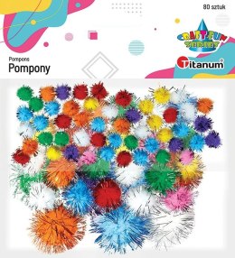 Pompony Craft-Fun Series brokatowe mix 80 szt Titanum (361537)