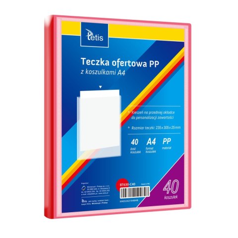 Teczka plastikowa czerwona A4 40 koszulek 5903242104848 A4 czerwony Tetis (BT630-C40) Teczka plastikowa czerwona A4 40 koszulek 5903242104848 A4 czerwony Tetis (BT630-C40)