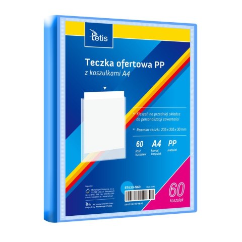 Teczka plastikowa na zatrzask niebieska A4 60 koszulek 5903242104893 A4 niebieski Tetis (BT630-N60) Teczka plastikowa na zatrzask niebieska A4 60 koszulek 5903242104893 A4 niebieski Tetis (BT630-N60)