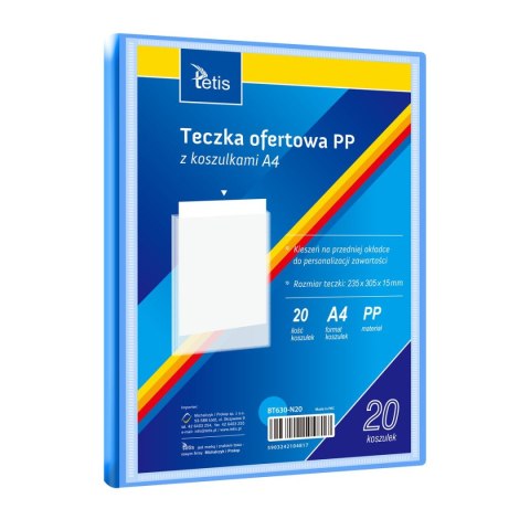 Teczka plastikowa niebieska A4 20 koszulek 5903242104817 A4 niebieski Tetis (BT630-N20) Teczka plastikowa niebieska A4 20 koszulek 5903242104817 A4 niebieski Tetis (BT630-N20)