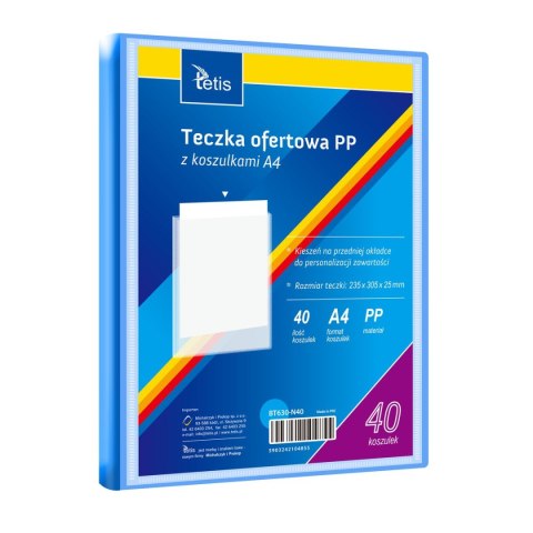 Teczka plastikowa niebieska A4 40 koszulek 5903242104855 A4 niebieski Tetis (BT630-N40) Teczka plastikowa niebieska A4 40 koszulek 5903242104855 A4 niebieski Tetis (BT630-N40)