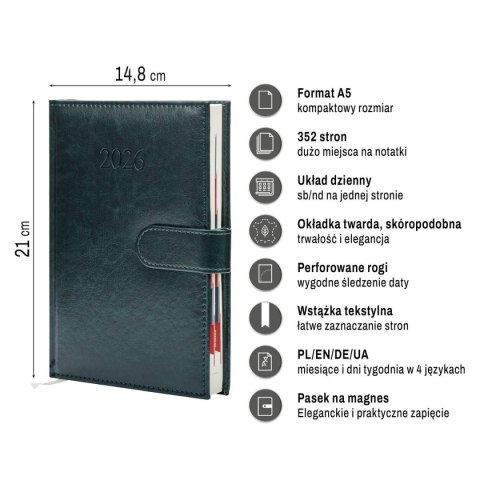 Kalendarz książkowy (terminarz) BUSINESS PREMIUM A5 Press (DZIENNY) Kalendarz książkowy (terminarz) BUSINESS PREMIUM A5 Press (DZIENNY)