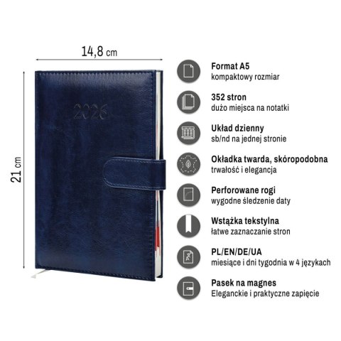 Kalendarz książkowy (terminarz) BUSINESS PREMIUM A5 Press (DZIENNY) Kalendarz książkowy (terminarz) BUSINESS PREMIUM A5 Press (DZIENNY)