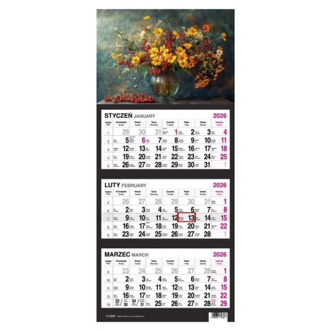 Kalendarz ścienny BUKIET 310mm x 790mm Press Kalendarz ścienny BUKIET 310mm x 790mm Press