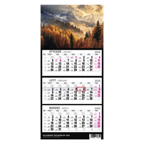 Kalendarz ścienny GÓRY A5 250mm x 450mm Press Kalendarz ścienny GÓRY A5 250mm x 450mm Press